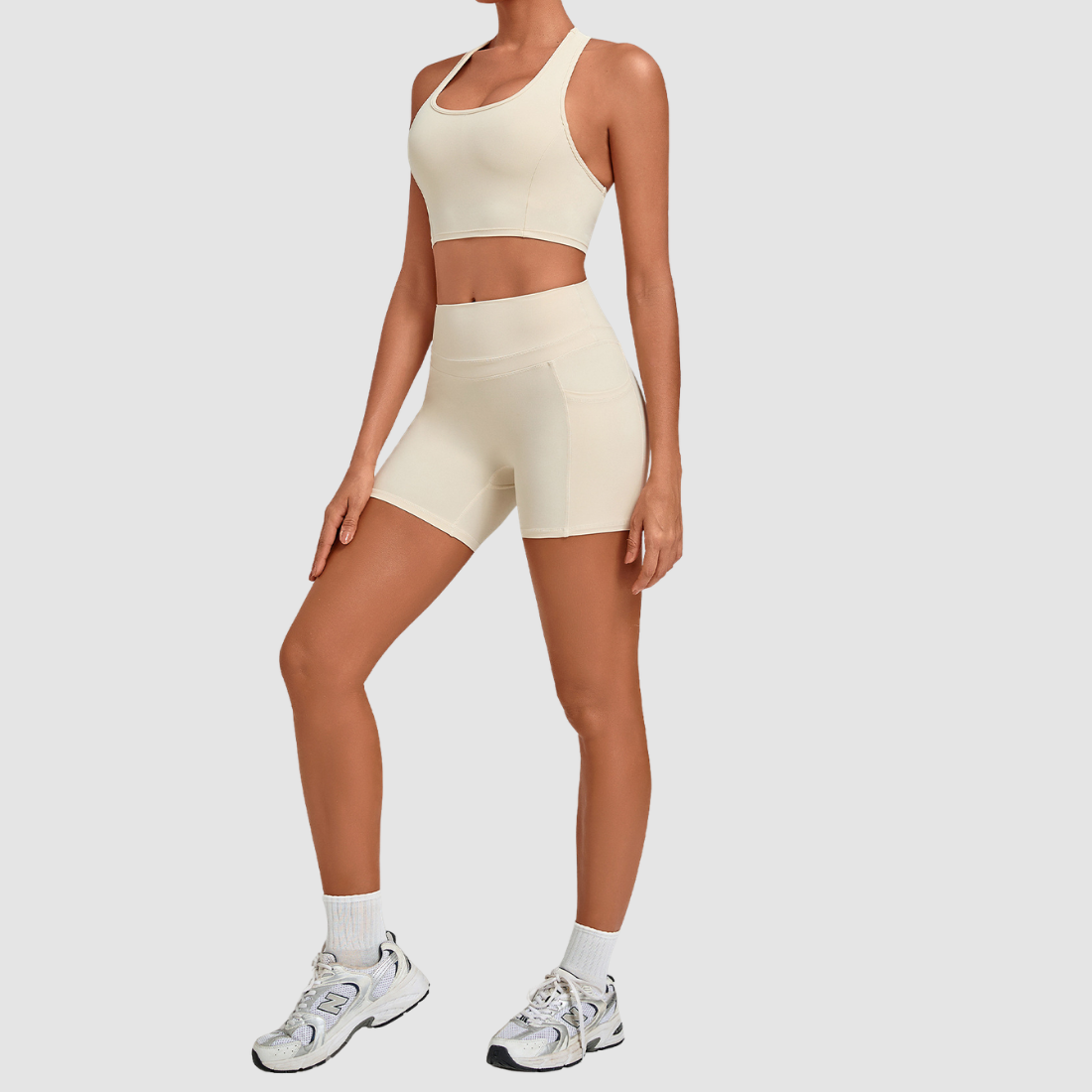 Wholesale Women’s Racerback Sports Bra & High-Waist Biker Shorts Yoga Set