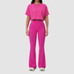 Wholesale round neck short sleeved top+flared pants 2-piece set