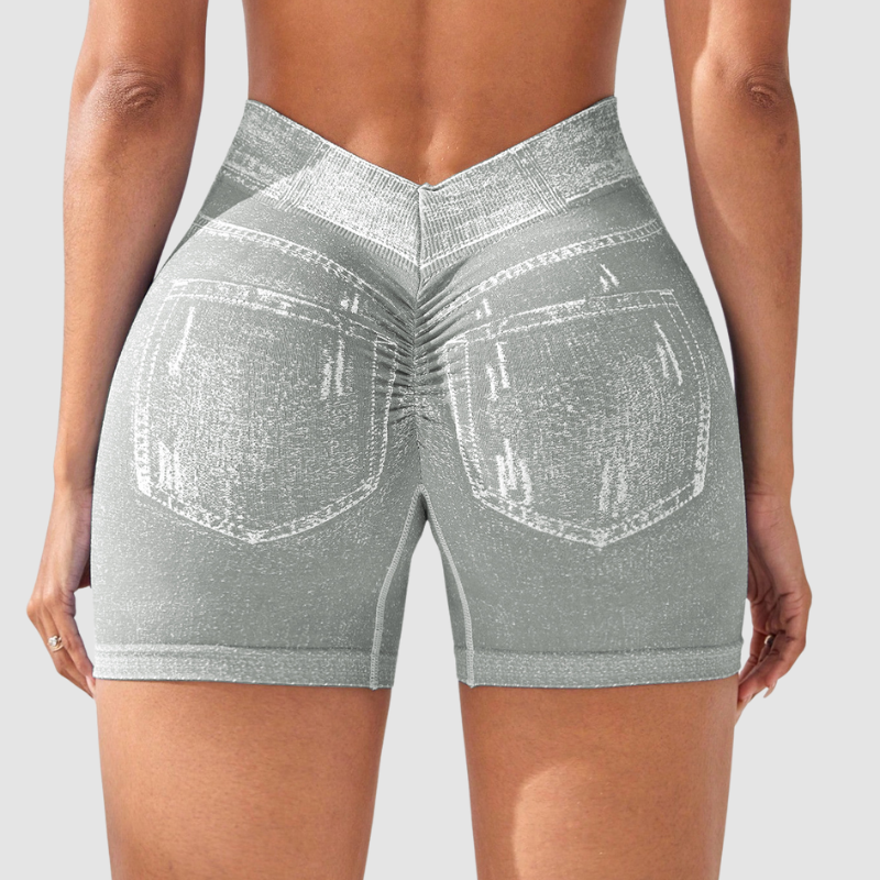 Wholesale High-Waisted Faux Denim Shorts