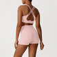 Cross-Back Sports Bra + Butt-Lifting Shorts 2-Piece Set