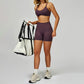 Seamless thin straps Sports Bra + High-waisted shorts 2-Piece Set