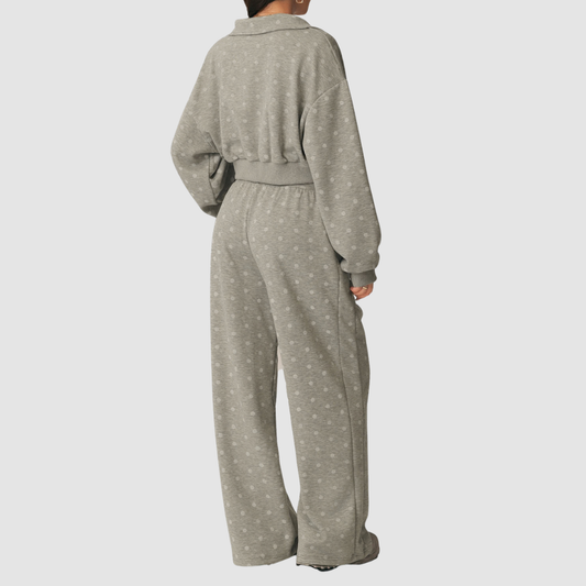 Wholesale Women's Stand-Collar Zip-Front Hoodie+ Wide-Leg Pants Casual Sports Set
