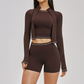 Color blocked Sports jacket+Sport vest+Tight shorts Running fitness 3-piece set