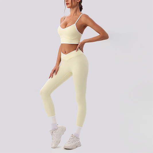 Wholesale Women's Spaghetti Strap Sports Bra & Leggings Set – Naked-Feel Yoga 2-Piece Gym Set
