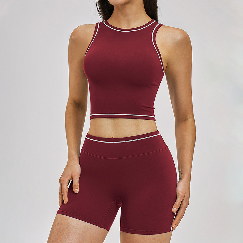 Wholesale contrasting sleeveless fitness yoga tops