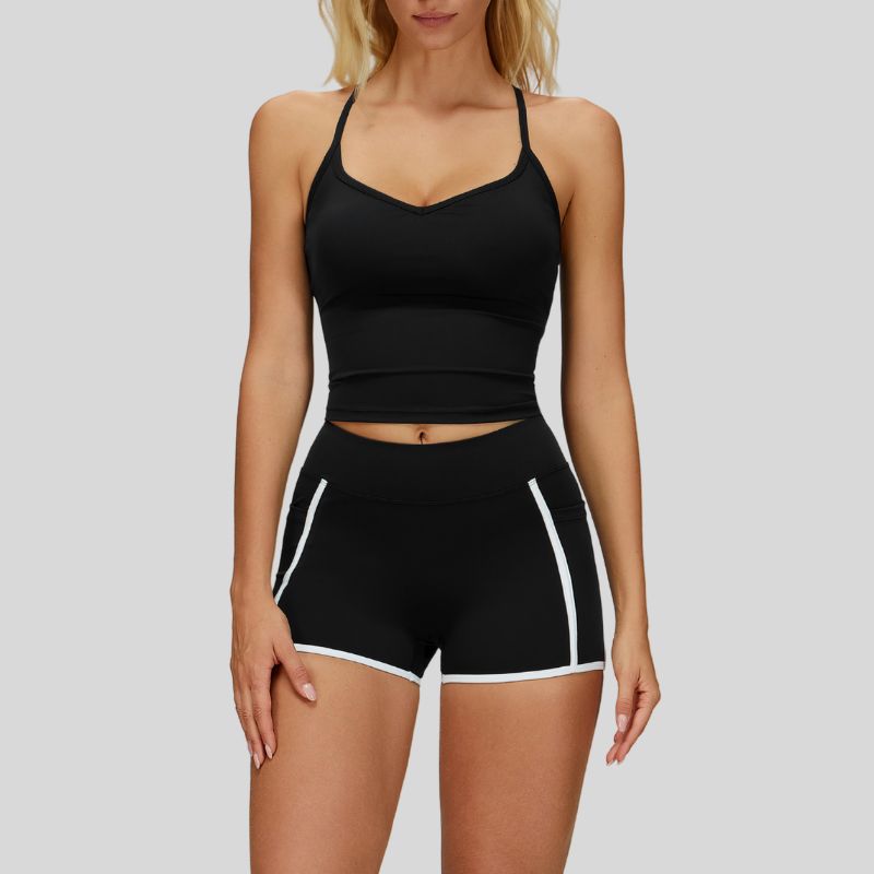 Beautiful Back Slimming Tank top+Contrasting Fitness Shorts 2-piece set