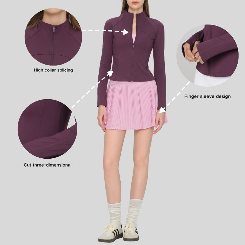 Stand-up collar fleece-lined warm coat