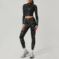 Wholesale women's hot-stamped silver high-stretch top +athletic leggings