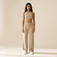 Wholesale Women's Brushed Fabric Sports Bra and Wide-Leg Pants Set
