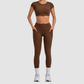Wholesale Women's Naked-Feel Short Sleeve Crop Top + High-Waist Leggings Set – Moisture-Wicking Yoga Fitness Activewear