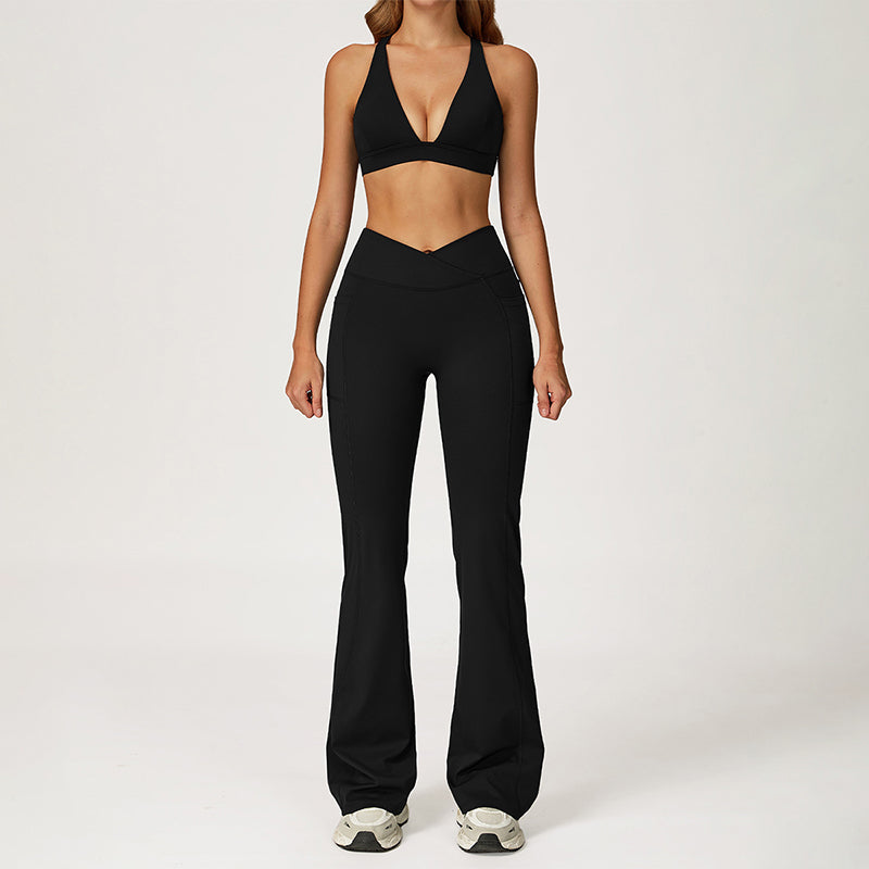 SPORTS BRA +Slim-fit athletic flare pants