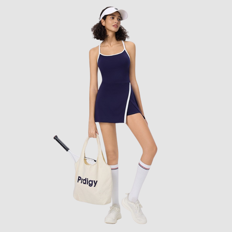 Wholesale contrast color halter neck tennis dress