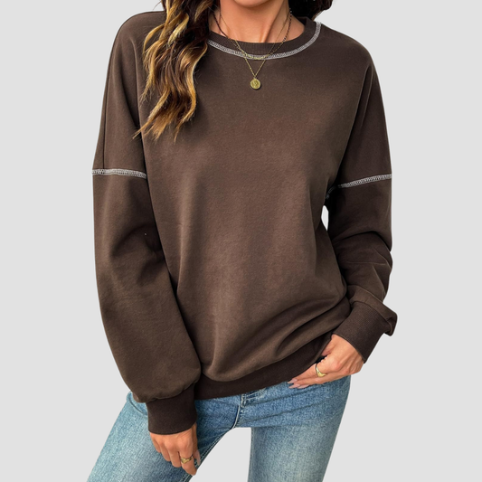 Wholesale Round Neck Seam Detail Sweatshirt – Casual Loose Sportswear Hoodie