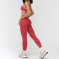 Women's contrasting color sports bra + high-waisted leggings 2-piece set