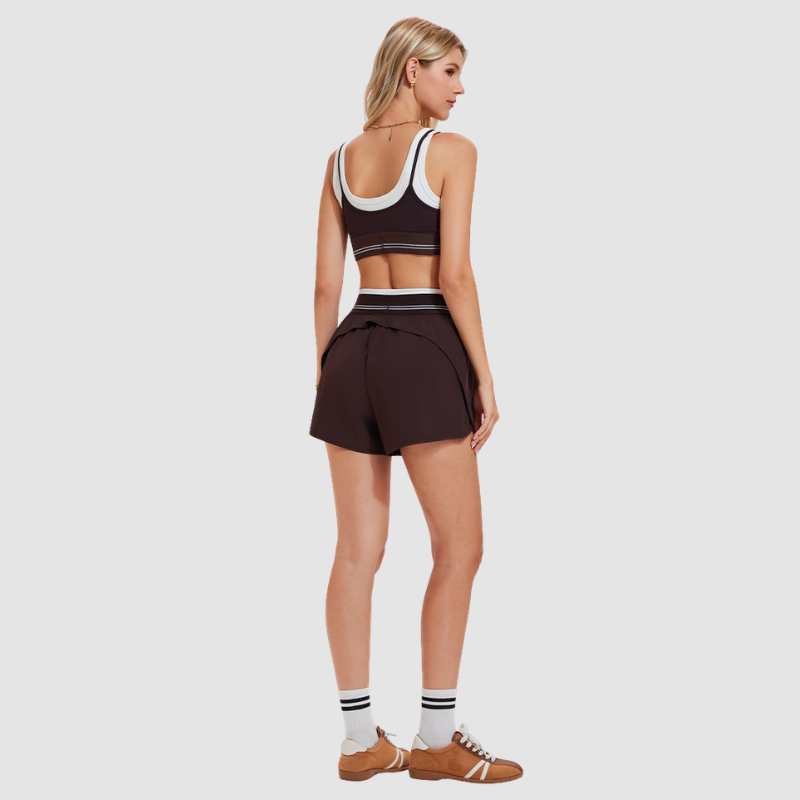 Wholesale Women's Color-Block High-Waist Athletic Shorts – Slim Fit Butt-Lifting Gym Running Shorts YCF2534501