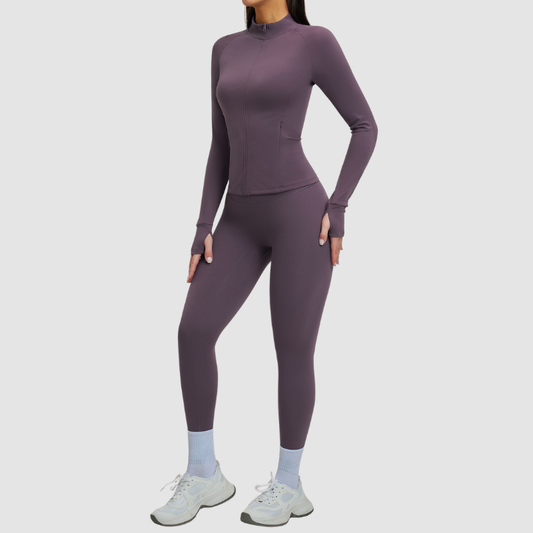 Wholesale women's zipper casual jacket+athletic leggings | Wonderxfans bulk activewear