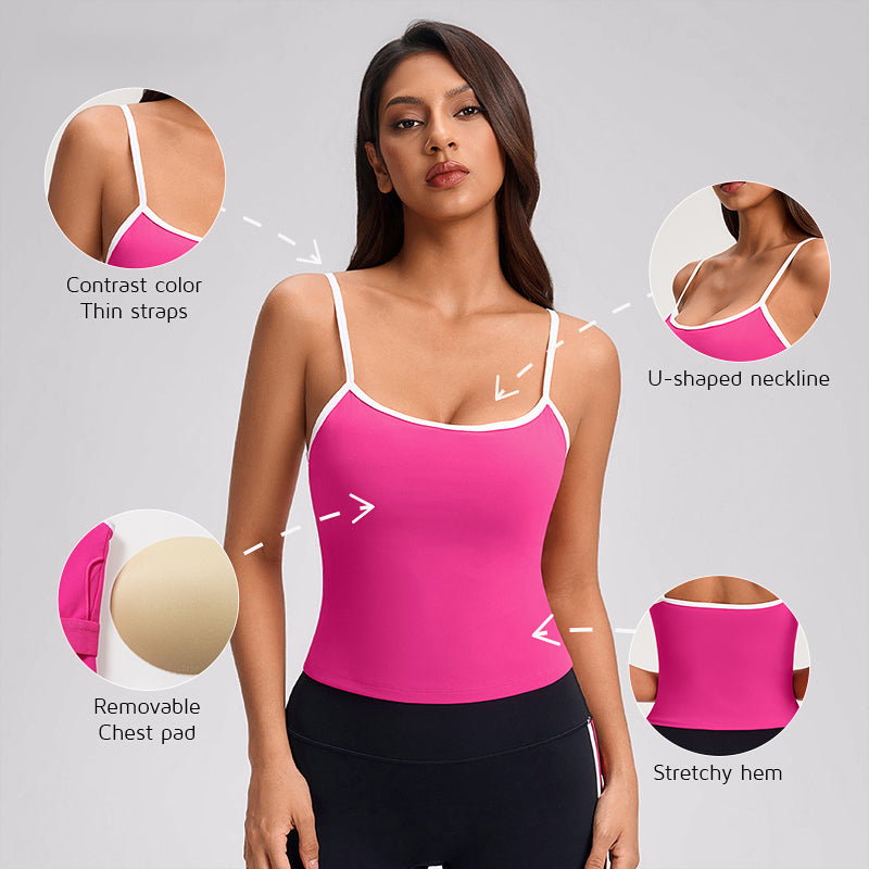 Wholesale contrasting color open-back tank tops