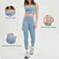 Women's contrasting color backless tank top + high-waisted leggings 2-piece set