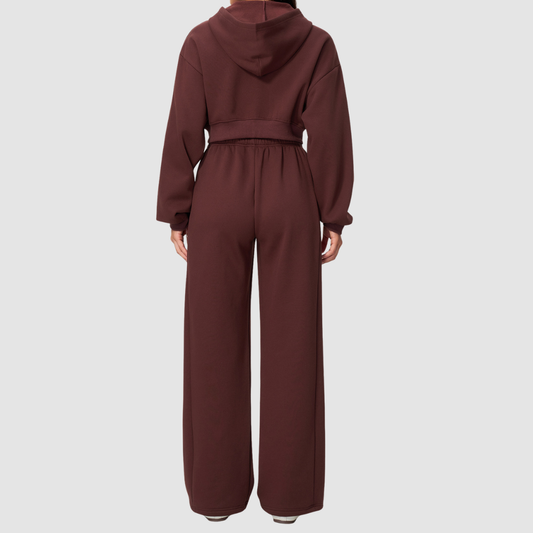 Wholesale Women's Warm Fleece-Lined Zip Up Hoodie & Sweatpants Set