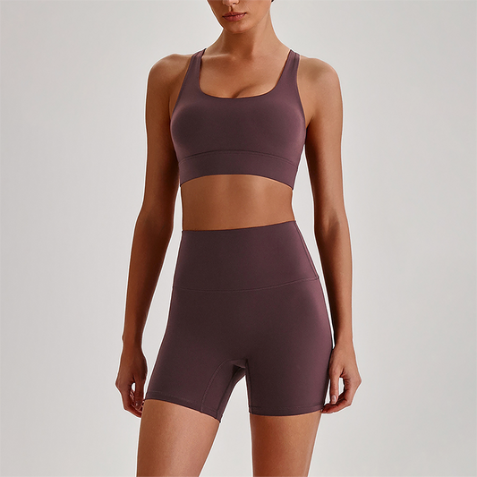 Wholesale Women's Quick-Dry Naked Feel Vest+Fitted Biker Shorts Yoga Set