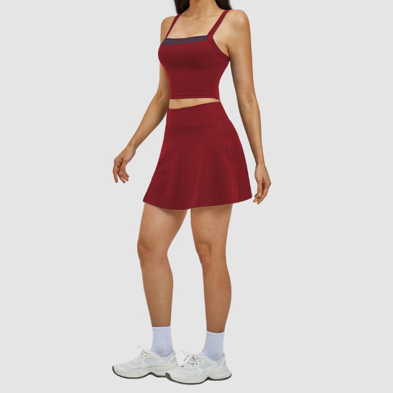 Wholesale solid color vest+short skirt quick drying tennis set
