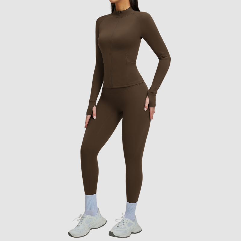 Wholesale women's zipper casual jacket+athletic leggings | Wonderxfans bulk activewear