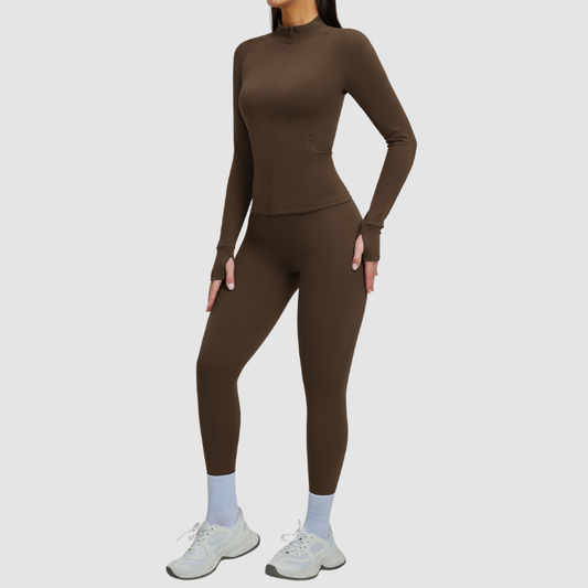 Wholesale women's zipper casual jacket+athletic leggings | Wonderxfans bulk activewear