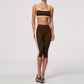 Wholesale Women's Colorblock Bare-Feel Yoga Set Sports Bra & Capri Pants