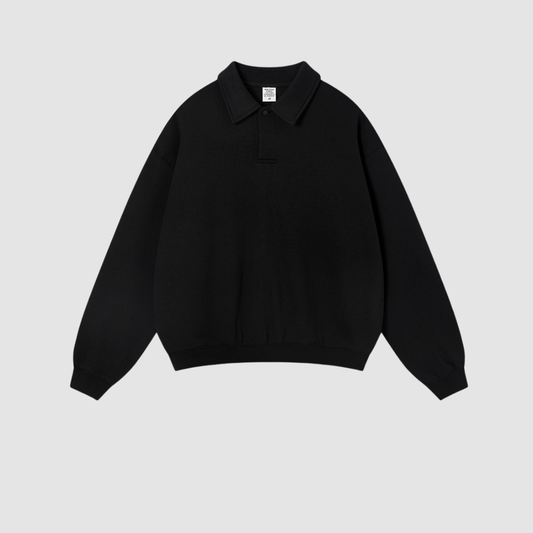 Wholesale Men’s Relaxed Half-Placket Polo Sweatshirt – Cotton Blend
