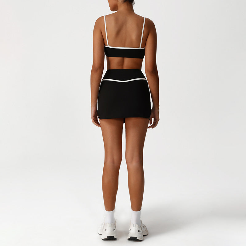 Quick-Drying Built-In Pads Bra + High-Waisted Skirt 2-Piece Set