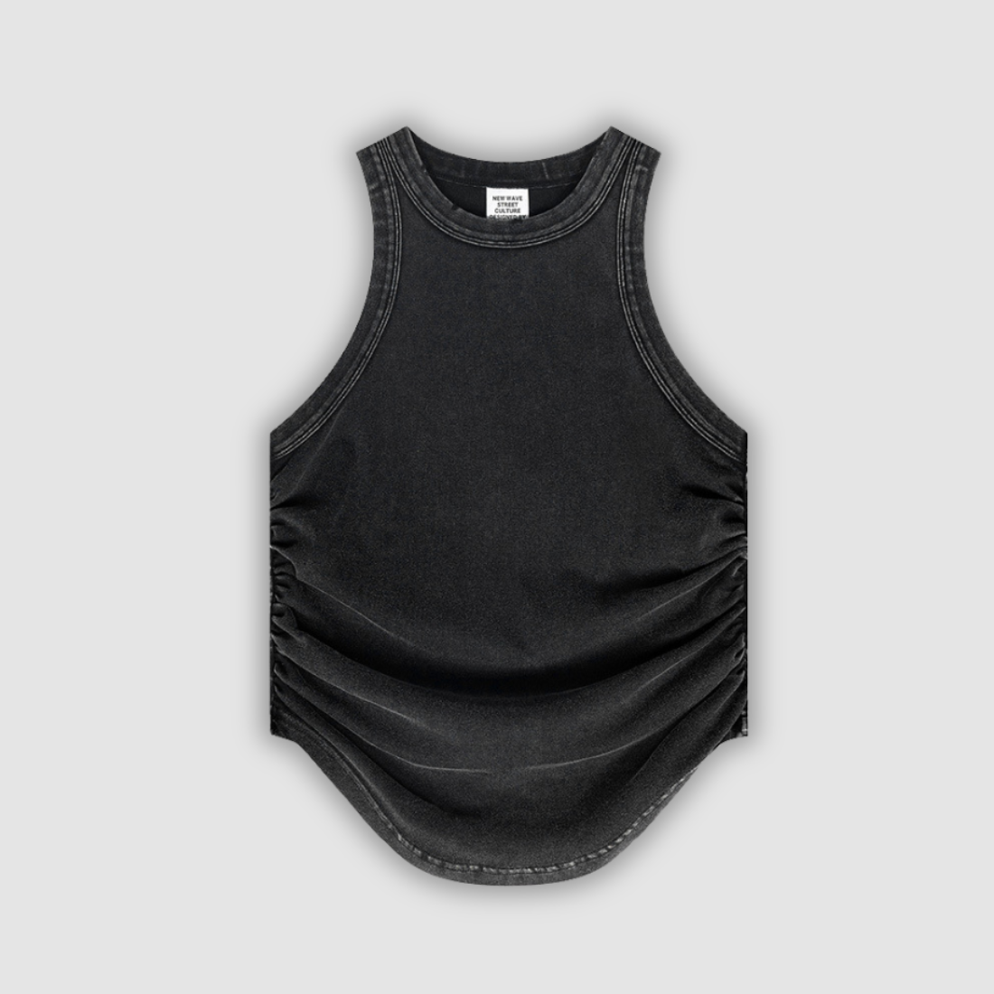 Wholesale Women’s Ruched Washed Tank – Cropped Cotton-Spandex Streetwear Top