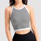 Wholesale striped tight fitting halter yoga | Wonderxfans bulk activewear