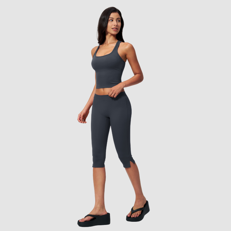 Wholesale Women's I-shape back Vest + Mid-Length Shorts Set - Butt-Lifting Yoga Gym Activewear