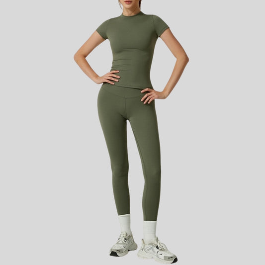 Wholesale Short-Sleeve Slim Fit Tee+High-waisted leggings | Wonderxfans bulk activewear