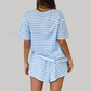 Wholesale Women's Striped Short Sleeve Shorts Set – Lightweight Casual Two-Piece