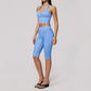 Wholesale Women's Deep V high-elastic polka-dot vest + high-waisted Capri Shorts Set