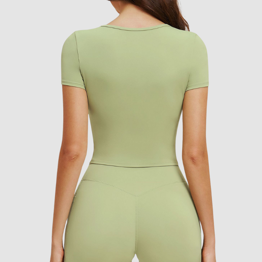 Wholesale high-waisted short-sleeved T-shirt | Wonderxfans bulk activewear