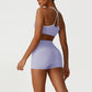 Cross-Back Color-Blocked Bra + High-Waisted Butt-Lifting Shorts 2-Piece Set