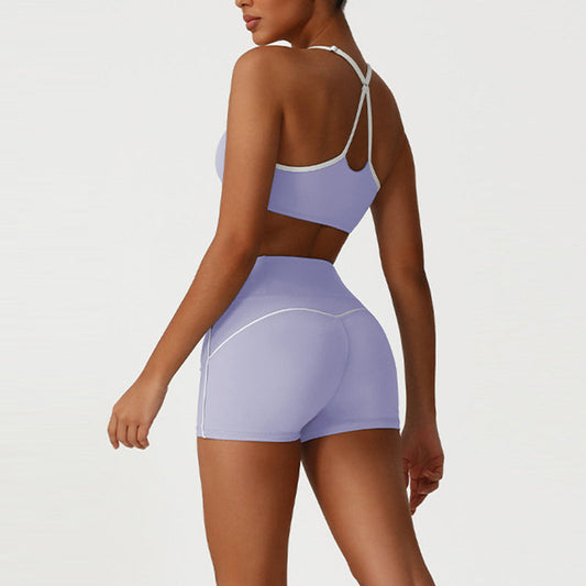 Wholesale Cross-Back Color-Blocked Bra + High-Waisted | Wonderxfans bulk activewear