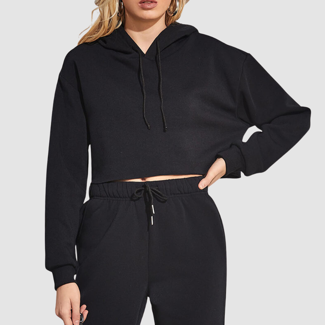 Wholesale Women's Cropped Pullover Hoodie – Loose Distressed Streetwear