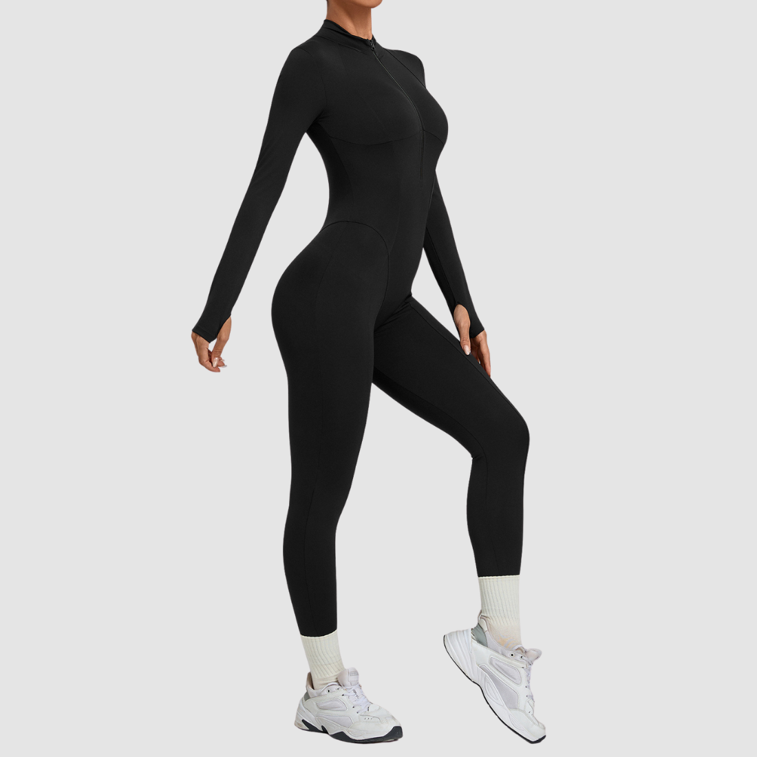Wholesale Women's Zip-Front Long-Sleeve Yoga Jumpsuit