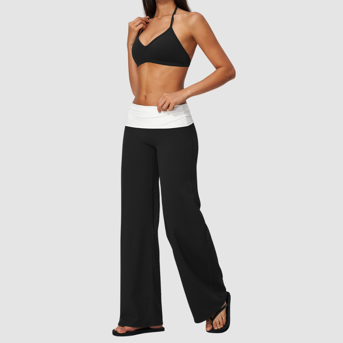 Wholesale Women’s Halter Sports Bra & Wide-Leg Yoga Pants Set