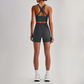 Wholesale Cross-Back Sports Bra & High-Waist Biker Shorts Set – Naked-Feel Quick-Dry Yoga 2-Piece