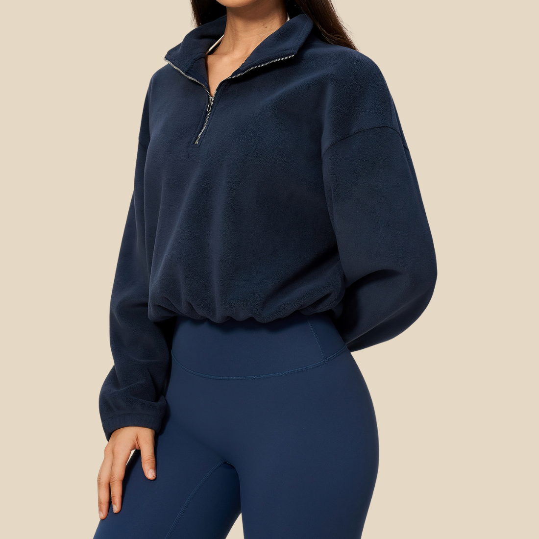 Wholesale Women's Activewear Fleece-Lined Stand-Collar Half-Zip Sweatshirt