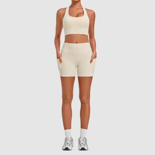 Wholesale Women’s Racerback Sports Bra & High-Waist Biker Shorts Yoga Set