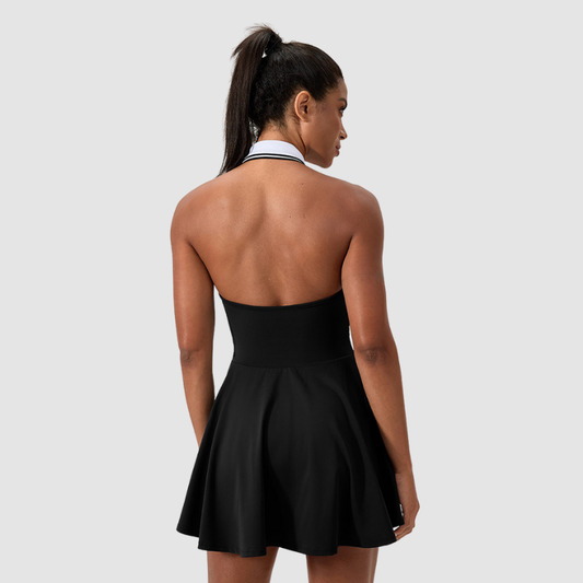 Wholesale Color Block Lapel Tennis Dress | Wonderxfans bulk activewear