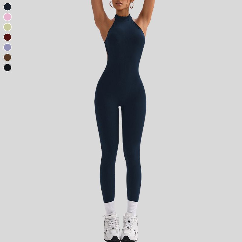 Halter neck and backless jumpsuit