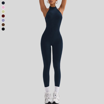 Halter neck and backless jumpsuit