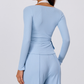 Wholesale Women's Ribbed V-Neck Tie-Front Long-Sleeve Yoga Cardigan