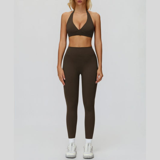 Wholesale Halter sports bra+High waisted leggings | Wonderxfans bulk activewear